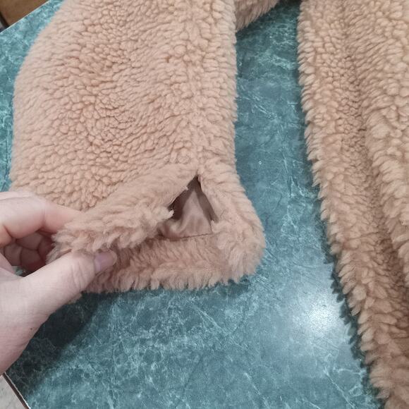 Wild Fable Tan Teddy Coat Size L New NWT buttons Pockets Cozy Warm Mob Sherpa - Picture 8 of 16
